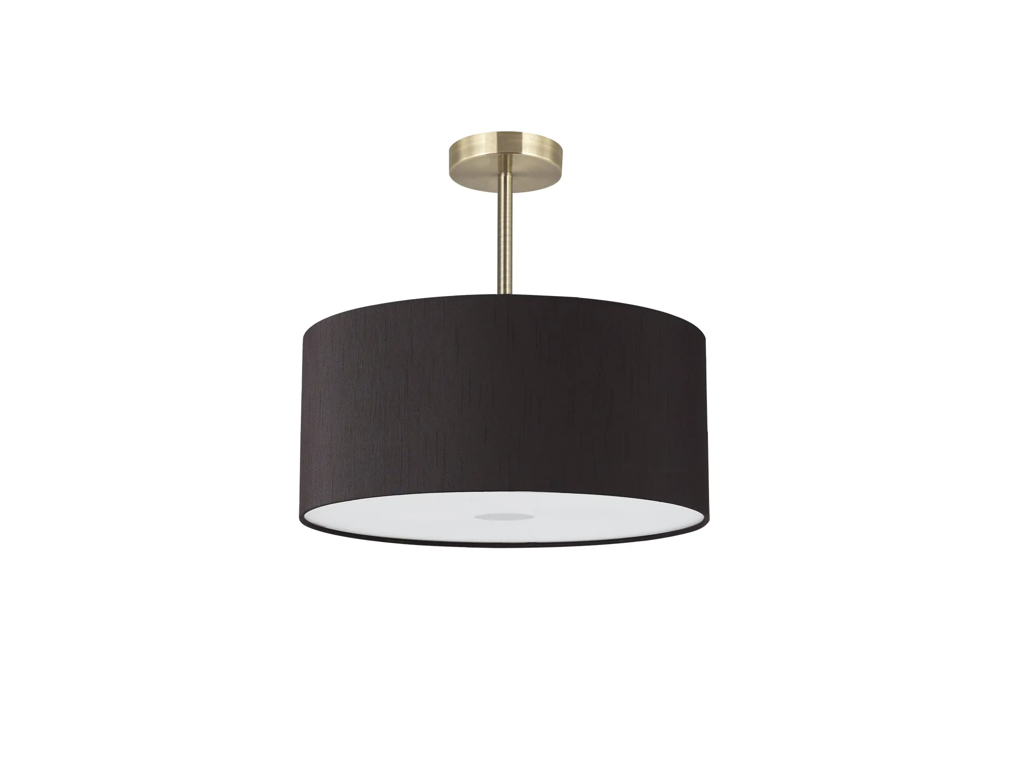 Baymont 40cm Semi Flush 3 Light Antique Brass, Black, Frosted Diffuser DK0373  Deco Baymont AB BL